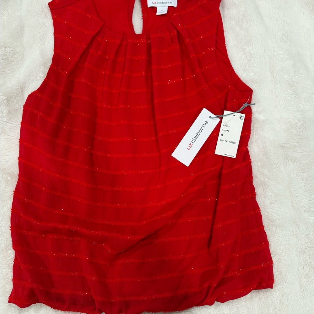Liz Claiborne Vibrant Red Sleeveless Blouse